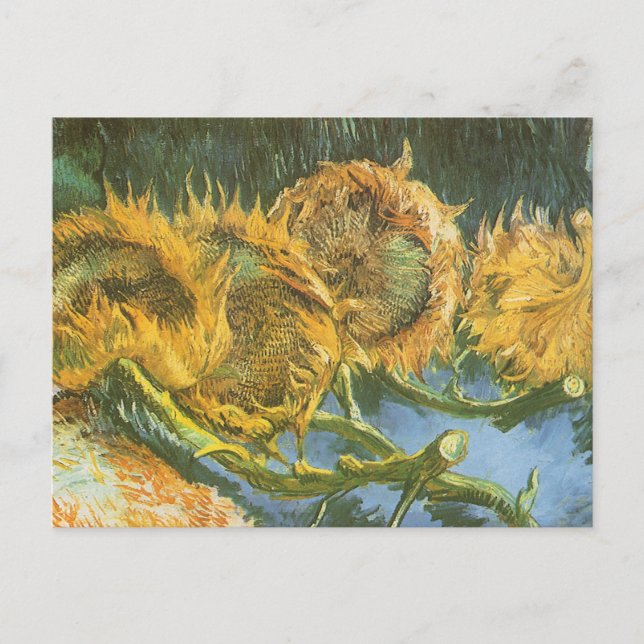 Vincent van Gogh - Stilleben: Fyra skurna solrosor Vykort (Framsida)
