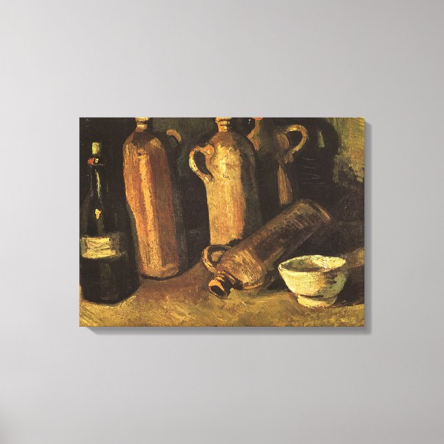 Vincent van Gogh - Stilleben med 4 flaskor av sten Canvastryck (Framsida)