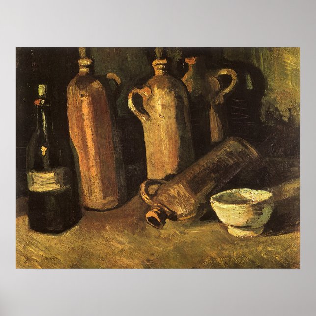 Vincent van Gogh - Stilleben med 4 stentorkar Poster (Framsidan)