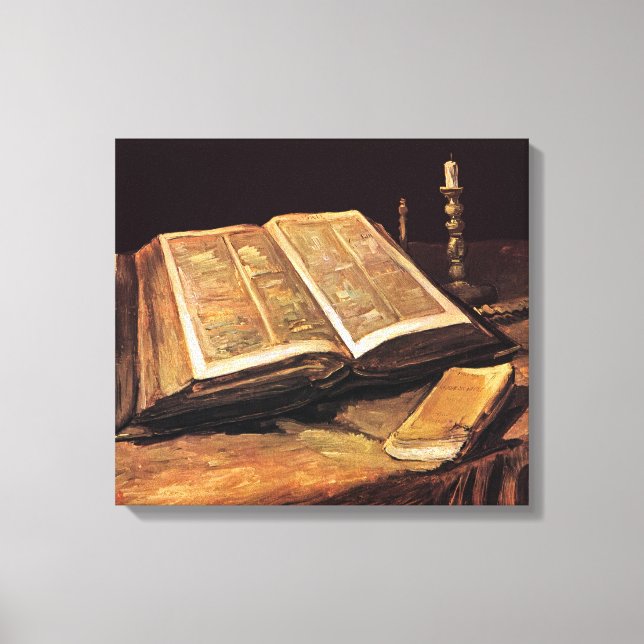 Vincent Van Gogh - Stilleben med Bibel Canvastryck (Framsida)