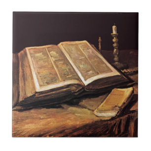 Vincent Van Gogh - Stilleben med Bibel Kakelplatta