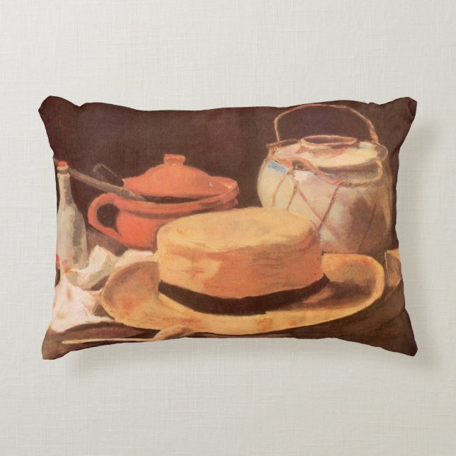 Vincent van Gogh - Stilleben med gul halmhatt Prydnadskudde (Framsidan)