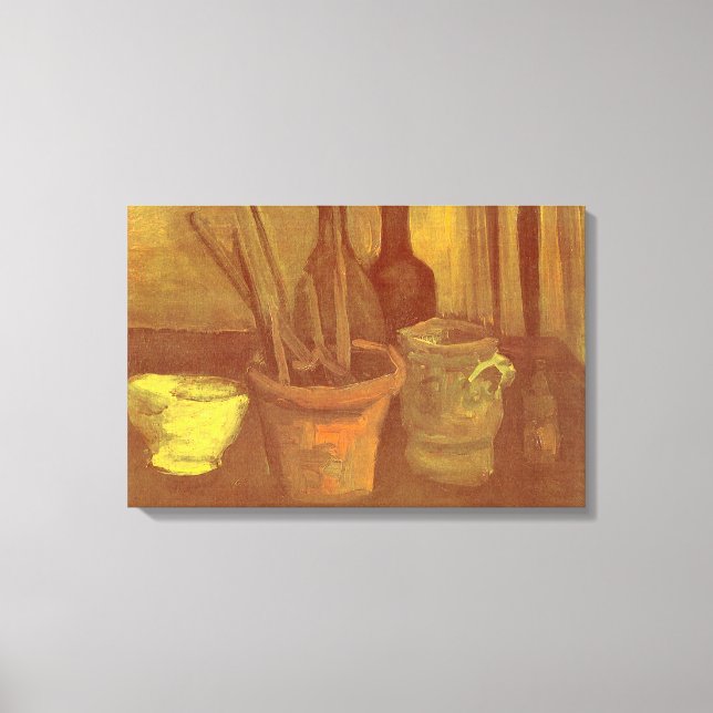 Vincent van Gogh - Stilleben med penslar i kruka Canvastryck (Framsida)