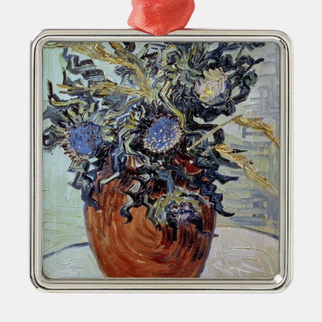 Vincent Van Gogh | stilleben med Thistles, 1890 Julgransprydnad Metall (Framsidan)