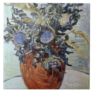 Vincent Van Gogh stilleben med Thistles, 1890 Kakelplatta