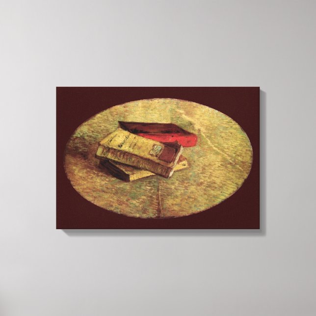 Vincent van Gogh - Stilleben med tre böcker Canvastryck (Framsida)