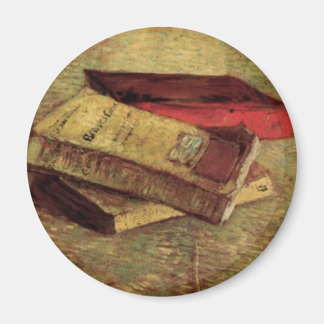 Vincent van Gogh - Stilleben med tre böcker Magnet (Framsidan)