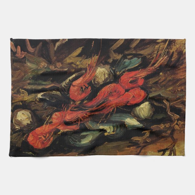 Vincent van Gogh - Stilleben Musslor och räkor Kökshandduk (Horisontell)