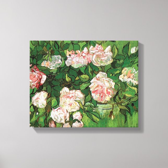 Vincent Van Gogh - Stilleben Rosa Rosor Finkonst Canvastryck (Framsida)