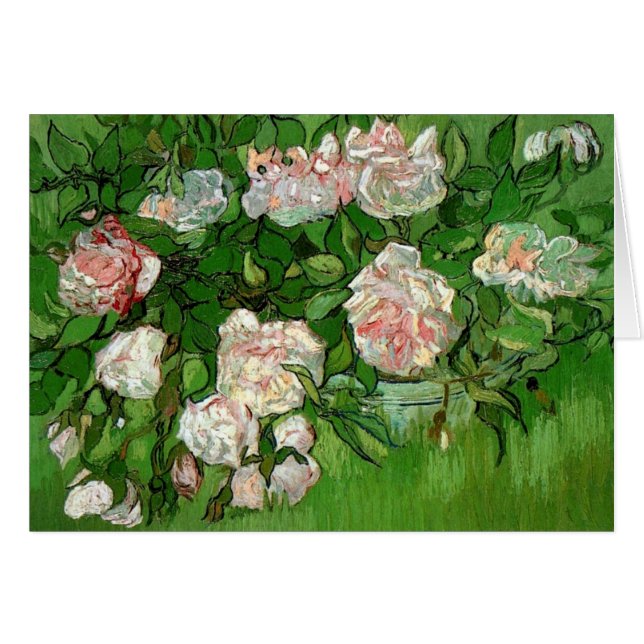 Vincent Van Gogh - Stilleben Rosa Rosor Finkonst Hälsningskort (Framsidan Horizontal)
