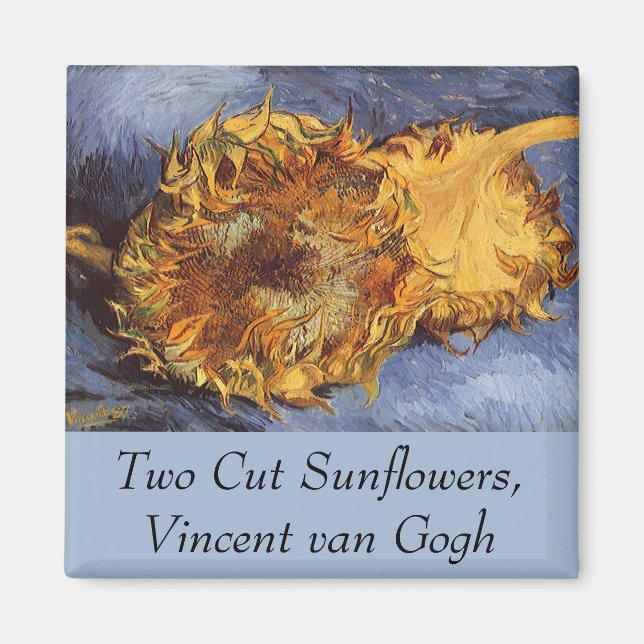 Vincent van Gogh - Stilleben: Två avskurna solroso Magnet (Framsidan)