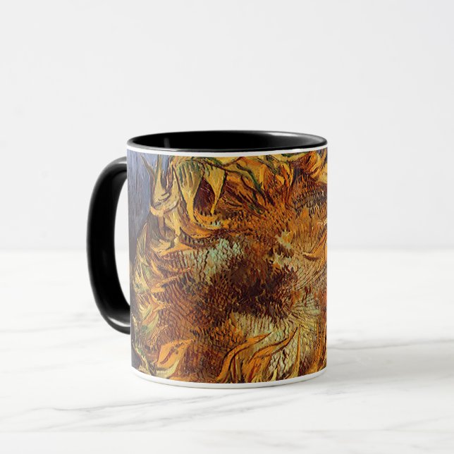 Vincent van Gogh - Stilleben: Två avskurna solroso Mugg (Framsida vänster)