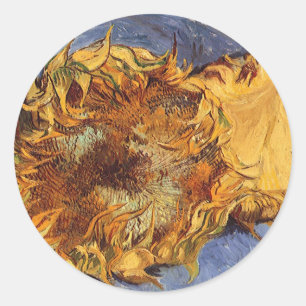 Vincent van Gogh - Stilleben: Två avskurna solroso Runt Klistermärke