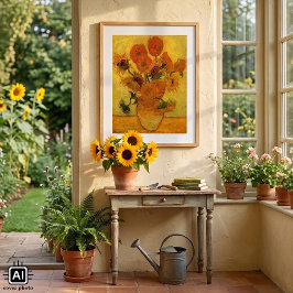 Vincent van Gogh Stilleben Vas med 15 solrosor Poster