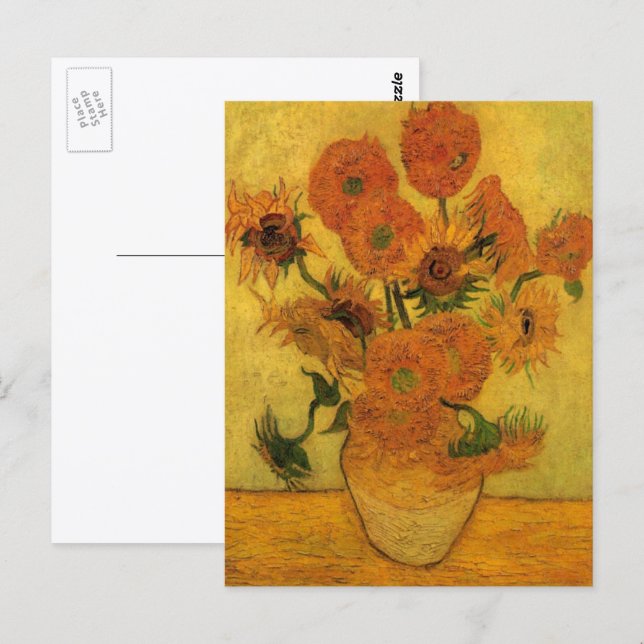 Vincent van Gogh Stilleben Vas med 15 solrosor Vykort (Fram/baksida)