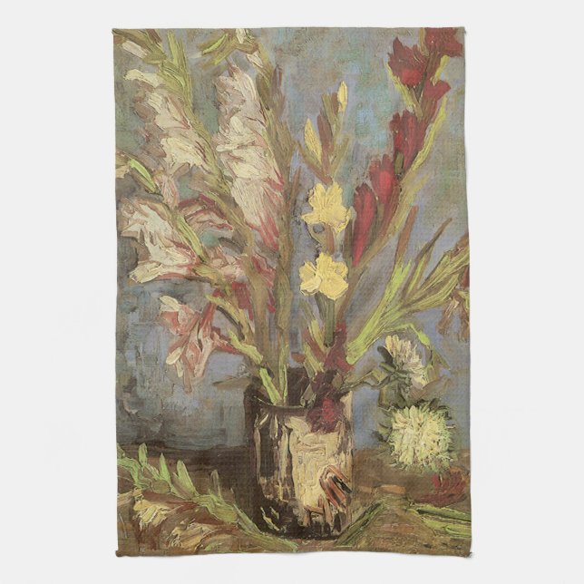 Vincent van Gogh - Stilleben vas med gladioler Kökshandduk (Vertikal)