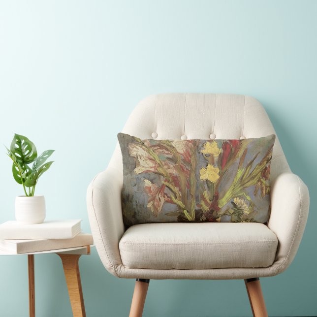 Vincent van Gogh - Stilleben vas med gladioler Lumbarkudde (Stol)
