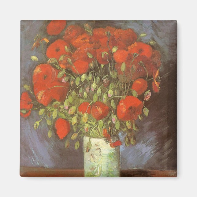 Vincent van Gogh Stilleben Vas med Röda Vallmor Magnet (Framsidan)