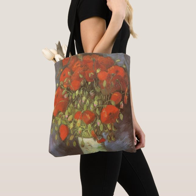 Vincent van Gogh Stilleben Vas med Röda Vallmor Tygkasse (Närbild)