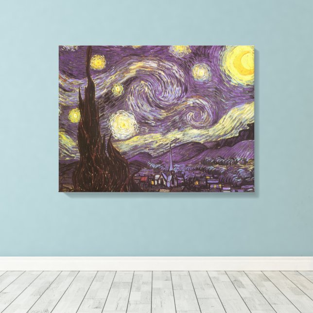 Vincent van Gogh - Stjärnenatt Canvastryck (Insitu (trägolv))