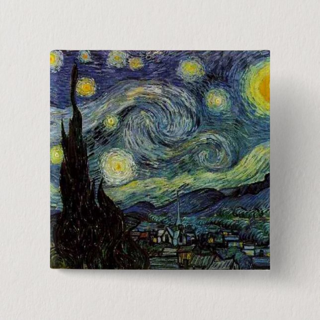 Vincent van Gogh - Stjärnenatt Knapp (Framsida)