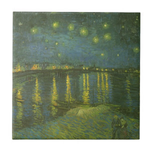 Vincent van Gogh - Stjärnenatt över Rhône Kakelplatta