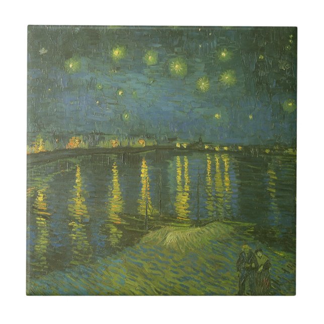 Vincent van Gogh - Stjärnenatt över Rhône Kakelplatta (Framsidan)