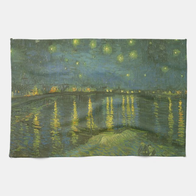 Vincent van Gogh - Stjärnenatt över Rhône Kökshandduk (Horisontell)