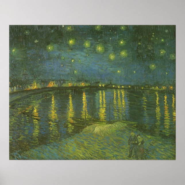 Vincent van Gogh - Stjärnenatt över Rhône Poster (Framsidan)