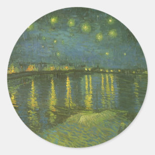 Vincent van Gogh - Stjärnenatt över Rhône Runt Klistermärke