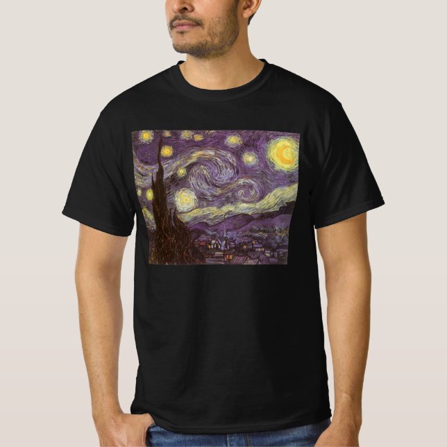 Vincent van Gogh - Stjärnenatt T Shirt (Framsida)