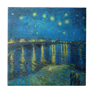 Vincent Van Gogh Stjärnklar natt över Rhône Kakelplatta
