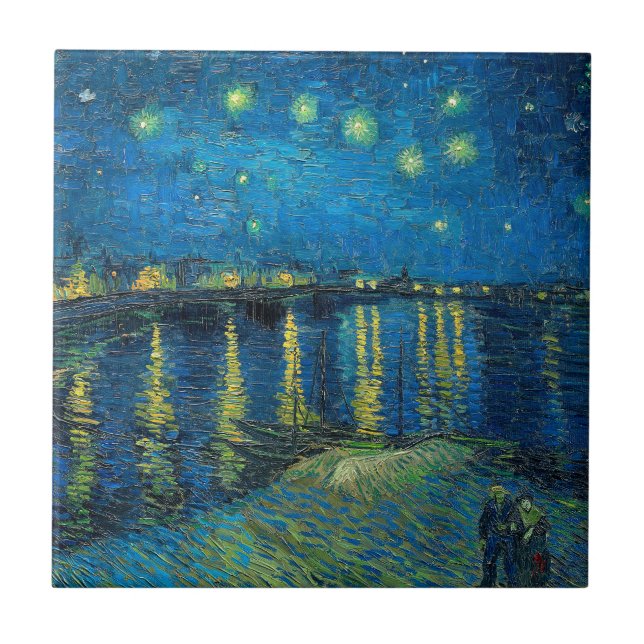 Vincent Van Gogh Stjärnklar natt över Rhône Kakelplatta (Framsidan)