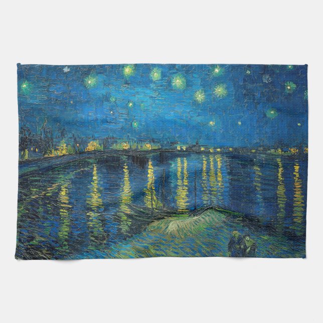 Vincent Van Gogh Stjärnklar natt över Rhône Kökshandduk (Horisontell)