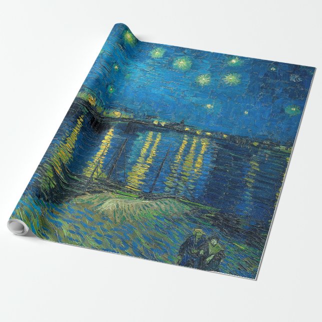 Vincent Van Gogh Stjärnklar natt över Rhône Presentpapper (Utrullad)