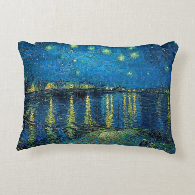 Vincent Van Gogh Stjärnklar natt över Rhône Prydnadskudde (Baksidan)