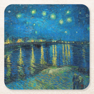 Vincent Van Gogh Stjärnklar natt över Rhône Underlägg Papper Kvadrat