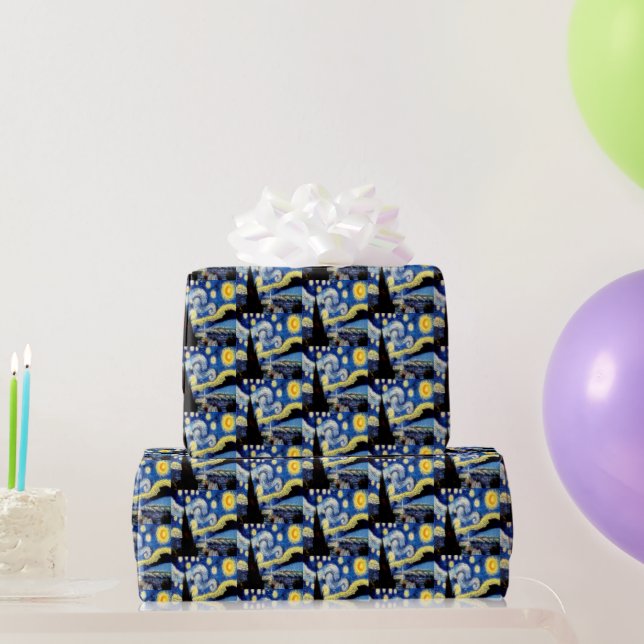 Vincent van Gogh Stjärnkväll Konstpresent Presentpapper (Festgåvor)