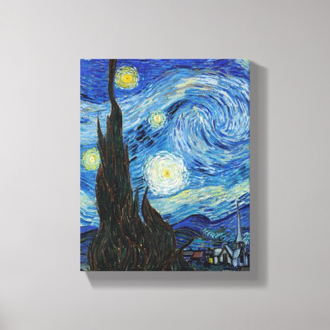 Vincent Van Gogh Stjärnkväll Vintage Finkonst Canvastryck (Framsida)