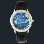 Vincent van gogh-stjärnnatt armbandsur<br><div class="desc">Van Goghs berömd,  "Starry Natt". Under sin vistelse på Saint Remy-asyl på 1880-talet skildrade van Gogh det rullande backe och cypress träd som han såg från sitt fönster. Digitalt utökat med PixDezines. Copyright © 2008-2016 PixDezines.com™ och PixDezines™ på zazzle.com. Alla rättigheter förbehållna.</div>