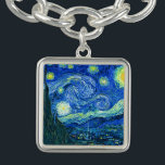 Vincent van gogh-stjärnnatt berlockarmband<br><div class="desc">Van Goghs berömd,  "Starry Natt". Under sin vistelse på Saint Remy-asyl på 1880-talet skildrade van Gogh det rullande backe och cypress träd som han såg från sitt fönster.  Digitalt utökat med PixDezines.  Copyright © 2008-2016 PixDezines.com™ och PixDezines™ på zazzle.com. Alla rättigheter förbehållna.</div>