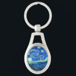 Vincent van gogh-stjärnnatt ovalt silverfärgad nyckelring<br><div class="desc">Van Goghs berömd,  "Starry Natt". Under sin vistelse på Saint Remy-asyl på 1880-talet skildrade van Gogh det rullande backe och cypress träd som han såg från sitt fönster. Digitalt utökat med PixDezines. Copyright © 2008-2016 PixDezines.com™ och PixDezines™ på zazzle.com. Alla rättigheter förbehållna.</div>
