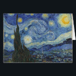 Vincent van Gogh | Stjärnnatten, juni 1889 Hälsningskort<br><div class="desc">VAN GOGH->Post-Impressionist, stjärnor, stjärna, nokturne, liggande, kyrkspire, måne, månljus, träd, himlar, kosmisk, St, Remy, Provence, Fransk, Saint-Remy, Post-Impressionism, iconic\\Starry Night,  June 1889 (oil on canvas),  Gogh,  Vincent van (1853-90) / Modern Art-museet,  New York,  USA / Bridgeman Art Bibliotek | Bilduppsamlingsnummer: XOS702746</div>