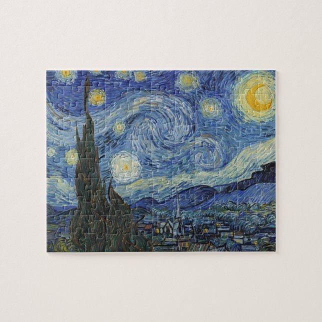 Vincent van Gogh | Stjärnnatten, juni 1889 Pussel (Horisontell)
