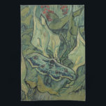 Vincent van Gogh - Stora påfågelsslända Kökshandduk<br><div class="desc">Stor påfågelsspinnare (1889) av Vincent van Gogh är en vintage stilleben inom postimpressionism föreställande natur. En insekten,  påfågelsspinnaren,  i en vårträdgård med kallaliljor och andra växter. Van Gogh kallade den för en "dödskallefjäril" och målade en dödskalle på baksidan av dess kropp.</div>