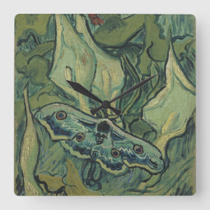 Vincent van Gogh - Stora påfågelsspinnaren Fyrkantig Klocka