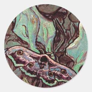 Vincent Van Gogh - Större påfågelsspinnare Finkons Runt Klistermärke