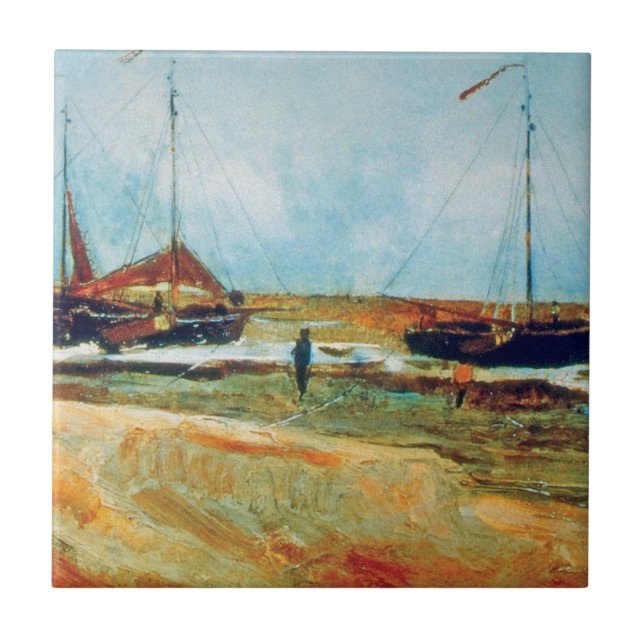 Vincent Van Gogh - Strand i Scheveningen Finkonst Kakelplatta (Framsidan)