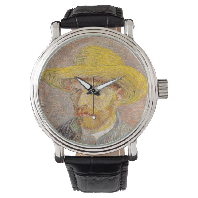 Vincent Van Gogh Straw Hat Porträtt Painting Armbandsur (Framsida)