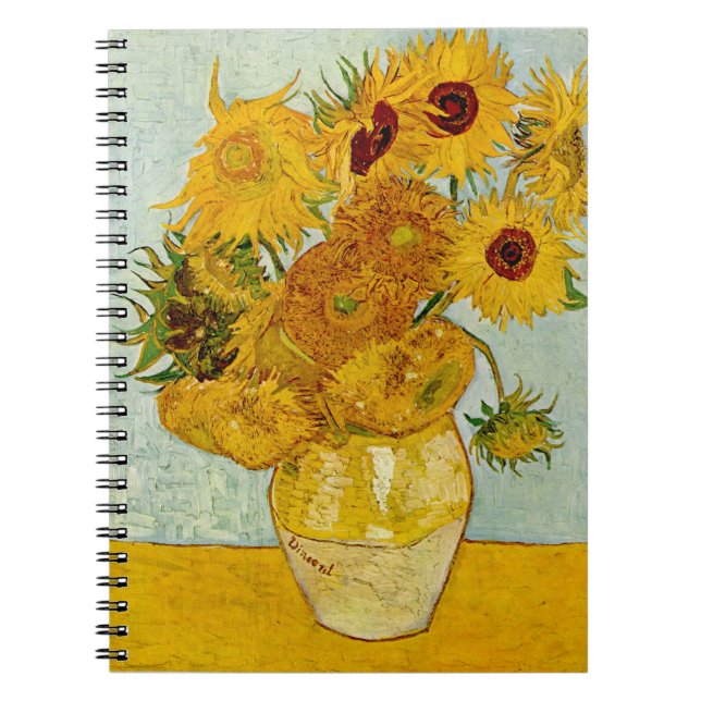 Vincent Van Gogh Sunblommor Anteckningsbok Med Spiral (Framsidan)